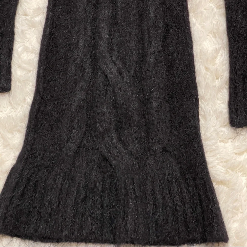 Whimsigoth Black Cowl-Neck Cable Sweater Dress Luxury Soft Stretch Bodycon Small - Picture 6 of 10